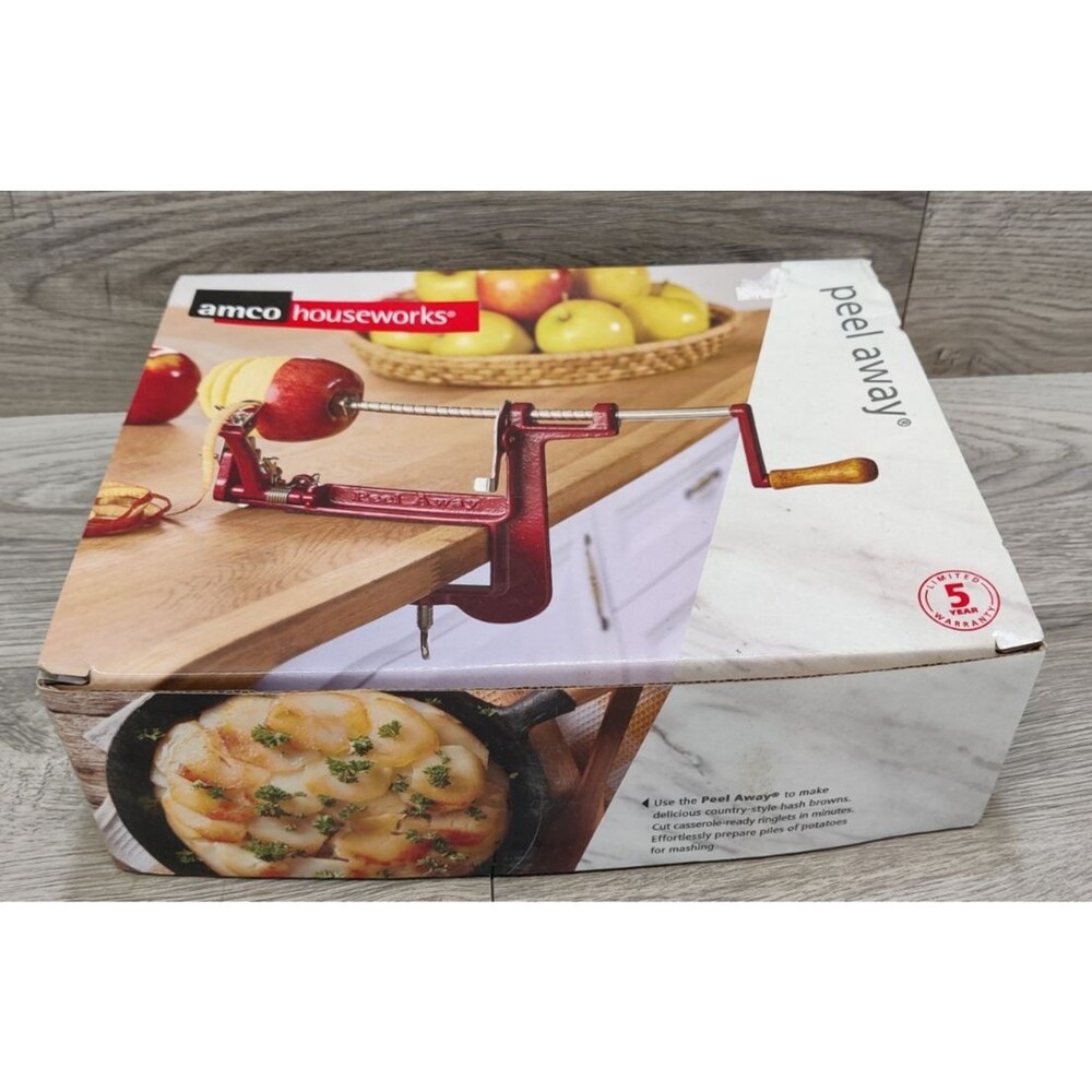 Amco Houseworks Peel Away Apple Peeler Corer Slicer Heavy Duty Clamp Style New